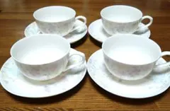 HOYA CleanChina カップ＆ソーサー 口径 9.6cm 4客セット