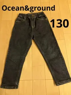 Ocean&groundダークブルーデニムテーパードパンツ 130