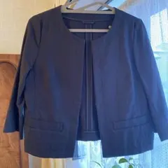 UNIQLO ユニクロ ノーカラージャケット 黒　3/4袖