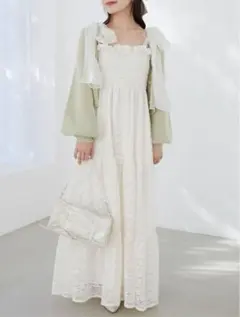 MAJESTIC LEGON 2way肩リボンキャミワンピ レース ロングワンピ