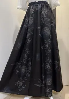 No.412 大島紬着物リメイク6枚剥１２本タックスカートウエストゴム