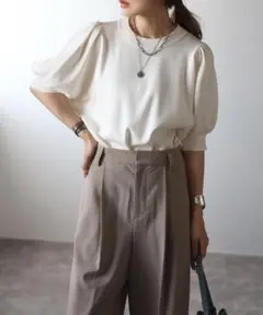 Bonjour Sagan接触冷感パフスリーブニットトップス