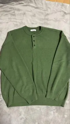FREAK'S STOREオリーブグリーン ヘンリーネックセーター