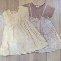 キッズ 半袖 ワンピース 2点セット 花柄のサムネイル