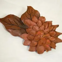 ヴィンテージブローチ　木製ブローチ　花　昭和レトロ　大　12.5cm　木彫り