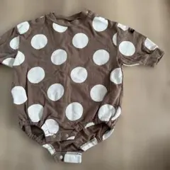 ドット柄ロンパース（ブラウン・ホワイト）