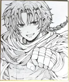 神威　銀魂　手描き アナログ モノクロ イラスト ファンアート 色紙