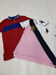PoloRalphLauren ポロシャツ サイズ7 赤/ピンクと白2枚セット