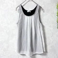❤︎値下げ【フリーネイチャー】ノースリーブM 白黒ストライプ インナー付き