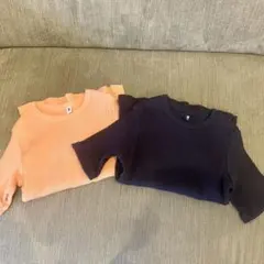 美品 ユニクロ リブ半袖Tシャツ 2枚セット 130cm UNIQLO