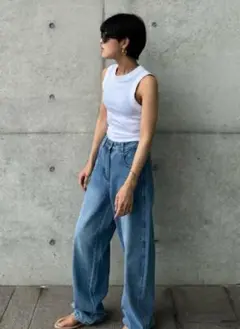 ZARA　リブノースリーブTシャツ　S