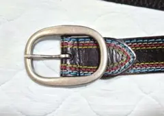 レザーベルト マルチカラーステッチ ブラウン
