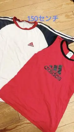 adidas 2枚セット　白Tシャツ　　赤タンクトップ
