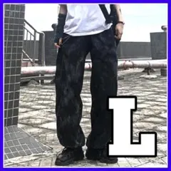 イージーパンツ タイダイ柄 ワイドパンツ ストレートパンツ グレー  L