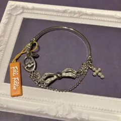 Fell Follie キラキラ リボン 十字架ブレスレット シルバー 未使用