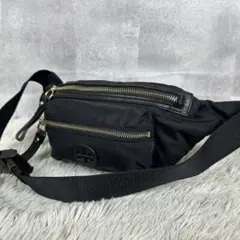 美品 トリーバーチ ナイロン ウエストバッグ ファスナー ブランドロゴ くろあ