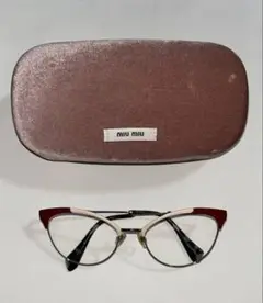 MIU MIU キャットアイ メガネ レッド