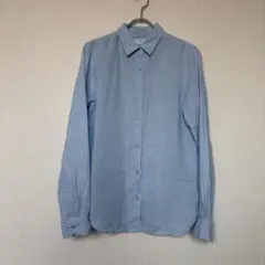 UNIQLO ユニクロ プレミアムリネンシャツ 長袖 ブルー S 麻100%のサムネイル