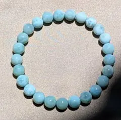【極美品】天然石ラリマー ブレスレット 珠8mm 腕周り16cm　調整可能 極美品】天然石ラリマー ブレスレット 珠8mm 腕周り16cm 調整可能