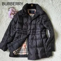 美品 バーバリー ロンドン ダウンコート ノバチェック サイズ9 M ブラック