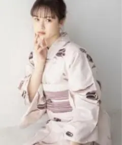 高山直子☆浴衣・帯•下駄の3点セット ☆la balance薄いピンク 花柄