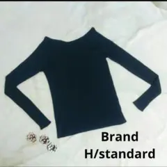 H/standard Mサイズ ダークブルー 長袖ニットセーター