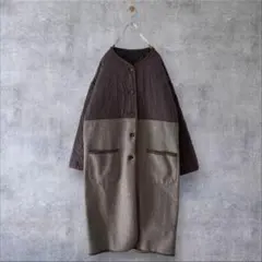 ●美品◆オードリーアンドジョンワッド◆ ヘリンボーン×キルト切替コートのサムネイル