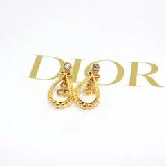美品 Dior ディオール CD ロゴ ゴールド ラインストーン ピアス