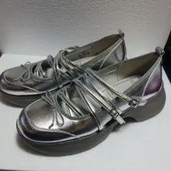 GU シルバー 厚底サンダルローファーLサイズ