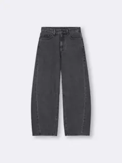 GU バレルレッグジーンズ ワイドパンツ バギーデニム 3XL 黒 グレー