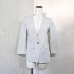 クードシャンス ストライプノーカラージャケット 日本製 きれいめ 細見え