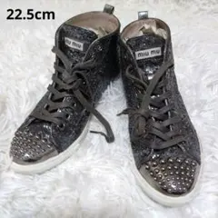 a*i様 売り切り価格 miumiu スタッズ付き グリッターハイカットスニーカ