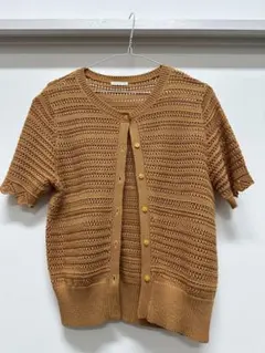 ブラウン ニットカーディガン 半袖