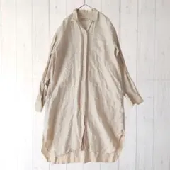 良品計画 リネン シャツ ワンピース ロング ベージュ 麻 S