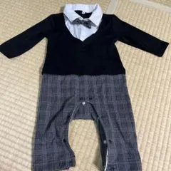 タキシード風ロンパース（黒・白）　80
