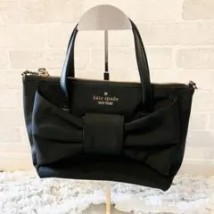 【新品】katespadeナイロン リボン付きハンドバッグ 黒 フォーマル