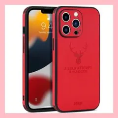 iPhoneXSMax ケース レッド 赤 鹿 PUレザー 韓国 映える