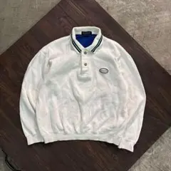7AS4 McGREGOR 刺繍ワッペン　90'sハーフボタンスウェット　L