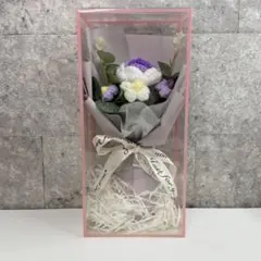 枯れないお花 毛糸 花束 フラワーブーケ クリアケース入り インテリア ギフトのサムネイル