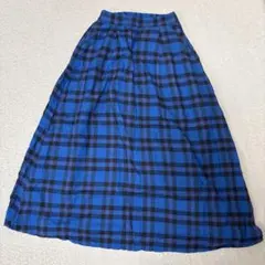 URBANRESEARCH青と黒のチェック フレアロングスカート