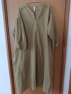 キャメル ロングシャツワンピース