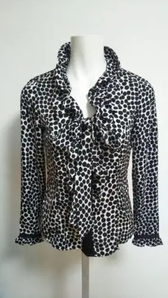 ナラカミーチェ　フリル×リボンドット柄長袖ブラウス