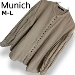 Munich ミュニック バンドカラーブラウス グレージュ 綿 M L【OS】のサムネイル