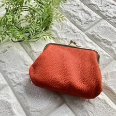 がま口財布 ミニ財布 ミニポーチ コンパクト 小物入れ カード収納 オレンジ