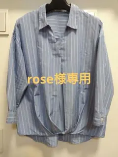 Honeys　GLACIER　裾タックデザインストライプシャツ　ブラウス　七分袖