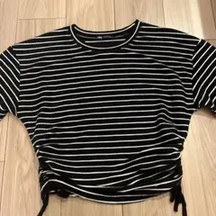 ZARA 黒と白のストライプ長袖トップス