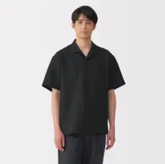 無印良品 風を通すストレッチサッカーオープンカラー半袖シャツ