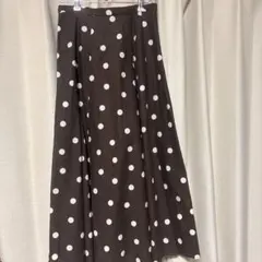テチチ　M 水玉　ドット　ロング　フレアスカート YKKファスナー　麻　綿