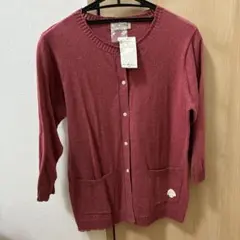 Samansa Mos2 オーガニックコットンパーツレース付カーディガン