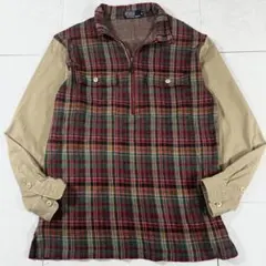 ポロラルフローレン 90s 希少 切替チェックシャツ ハーフジップ ナイガイ